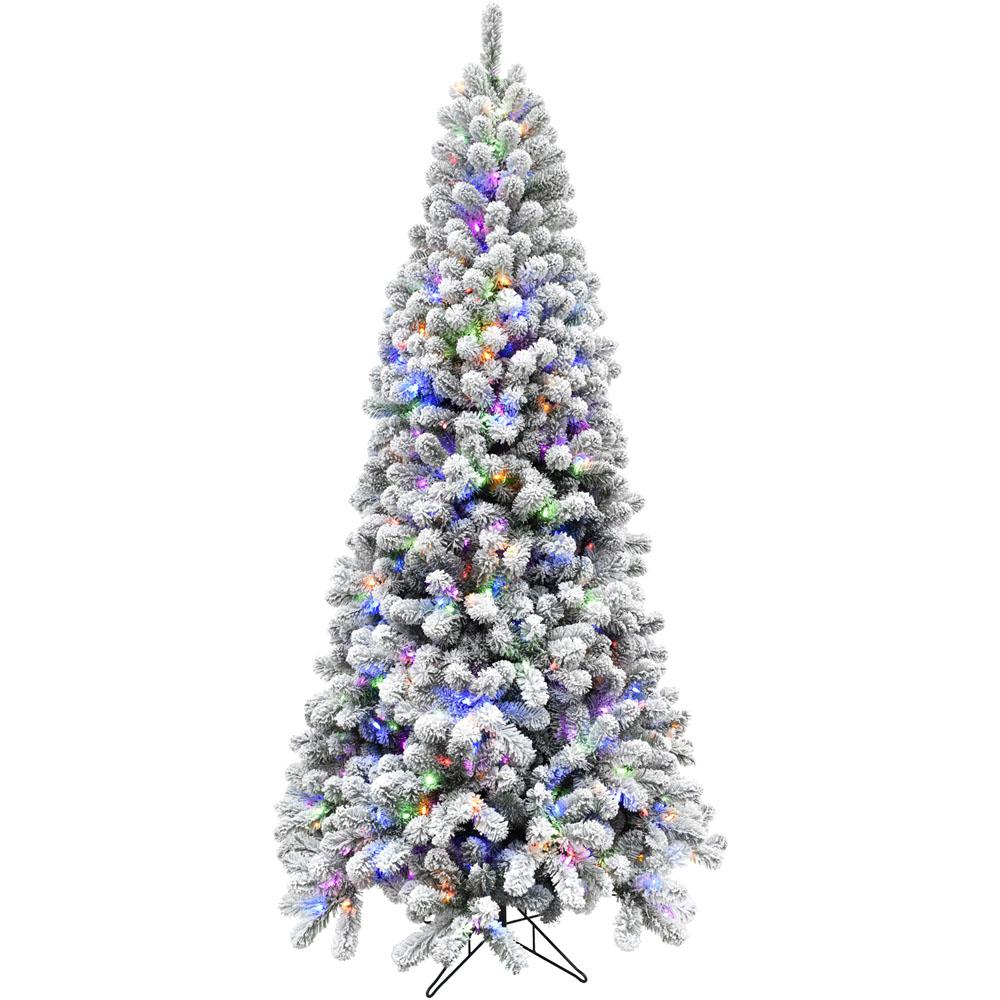  Fraser Hill Farm 7.5' Alaskan Flocked Christmas Tree - Mlti LED Lght, EZ By Fraser Hill Farm 