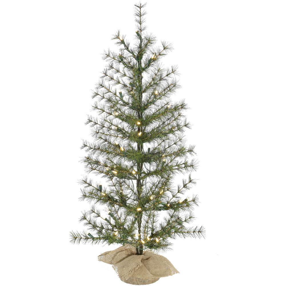  3-ft. Farmhouse Fir Christmas Tree with Burlap Bag and Warm White LED Lights By Fraser Hill Farm 