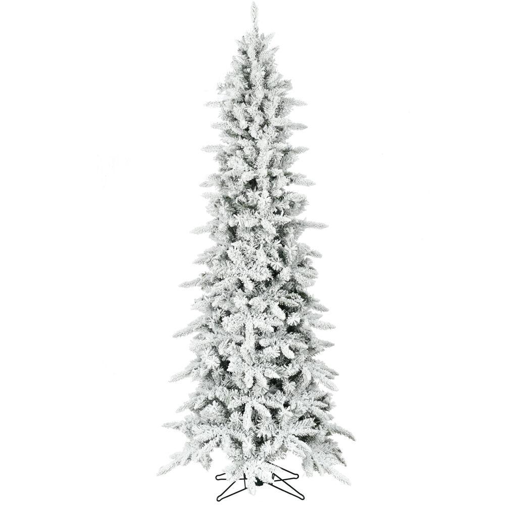  7.5-Ft. Slim Mountain Pine Flocked Christmas Tree By Fraser Hill Farm 