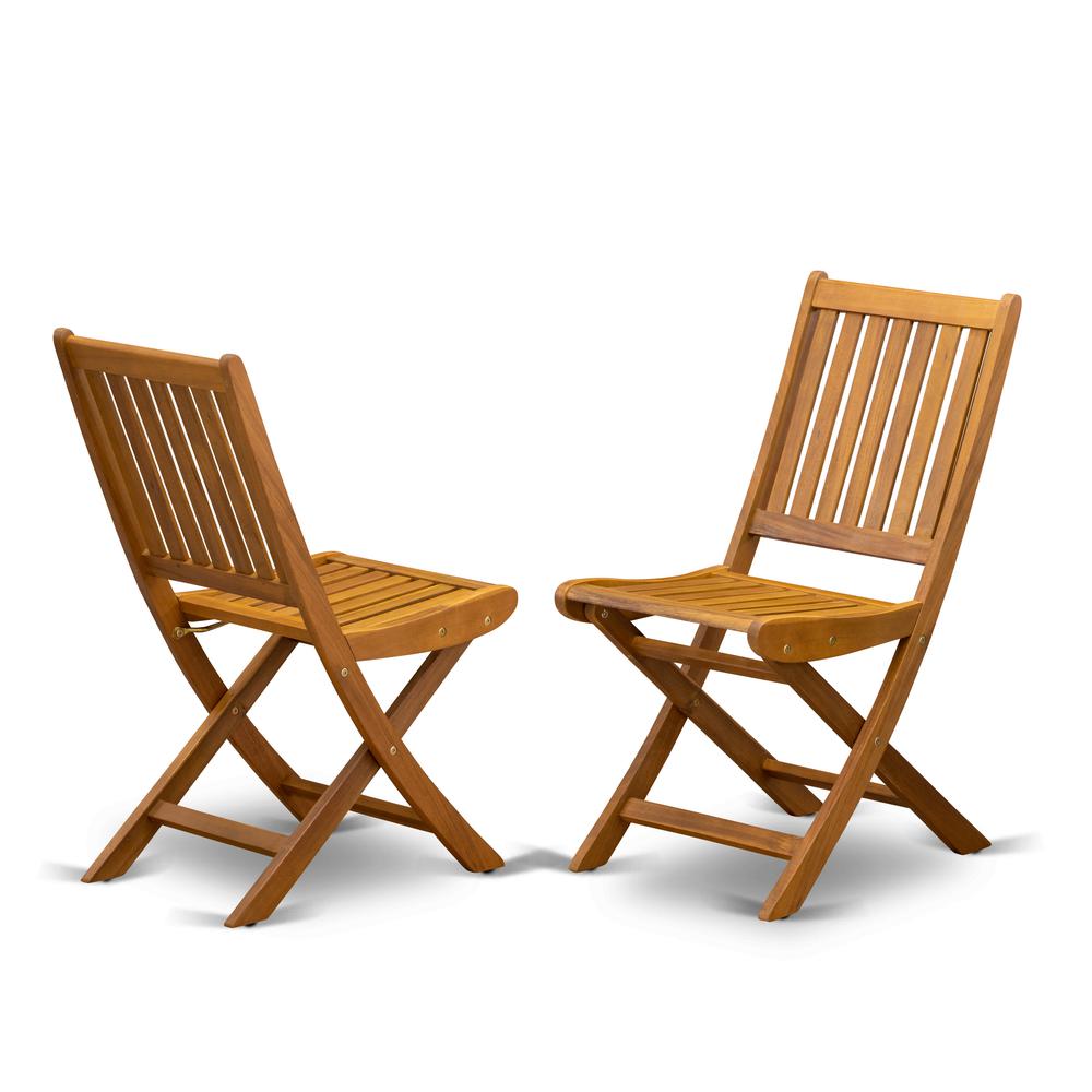  Outdoor Dining Chairs Slatted Back - Natural Oil Finish - Set Of 2 By East West Furniture 