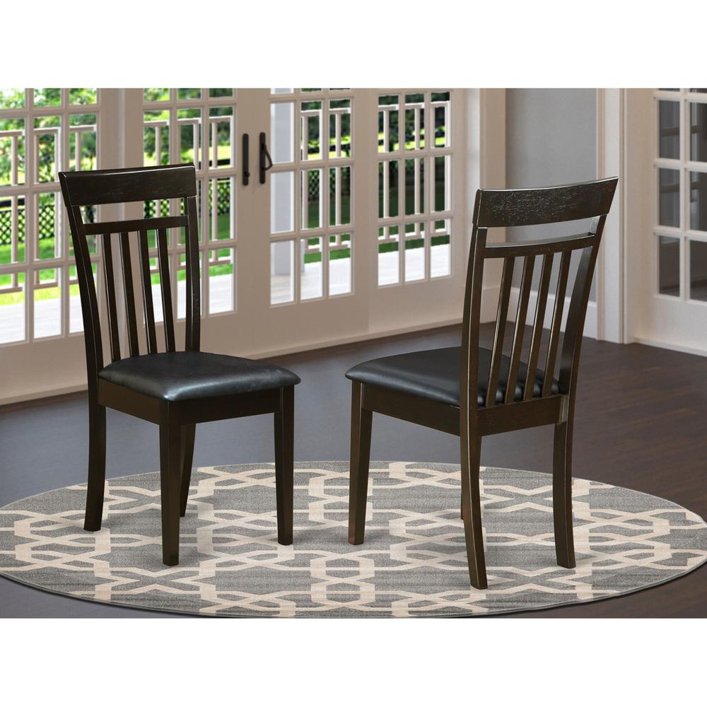  Capri Slat Back Kitchen Chair With Leather Upholstered Seat, Set Of 2 By East West Furniture 