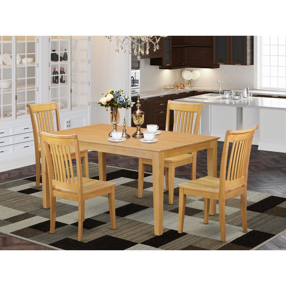  Dining Room Set Oak CAPO5-OAK-W By East West Furniture 