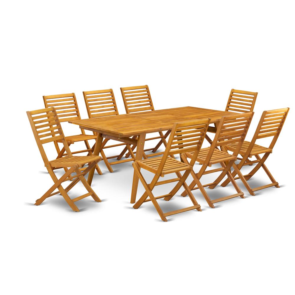  9-Pc Small Patio Table Set- 8 Patio Chairs Ladder Back And Patio Table And Rectangle Top And Dining Tables By East West Furniture 