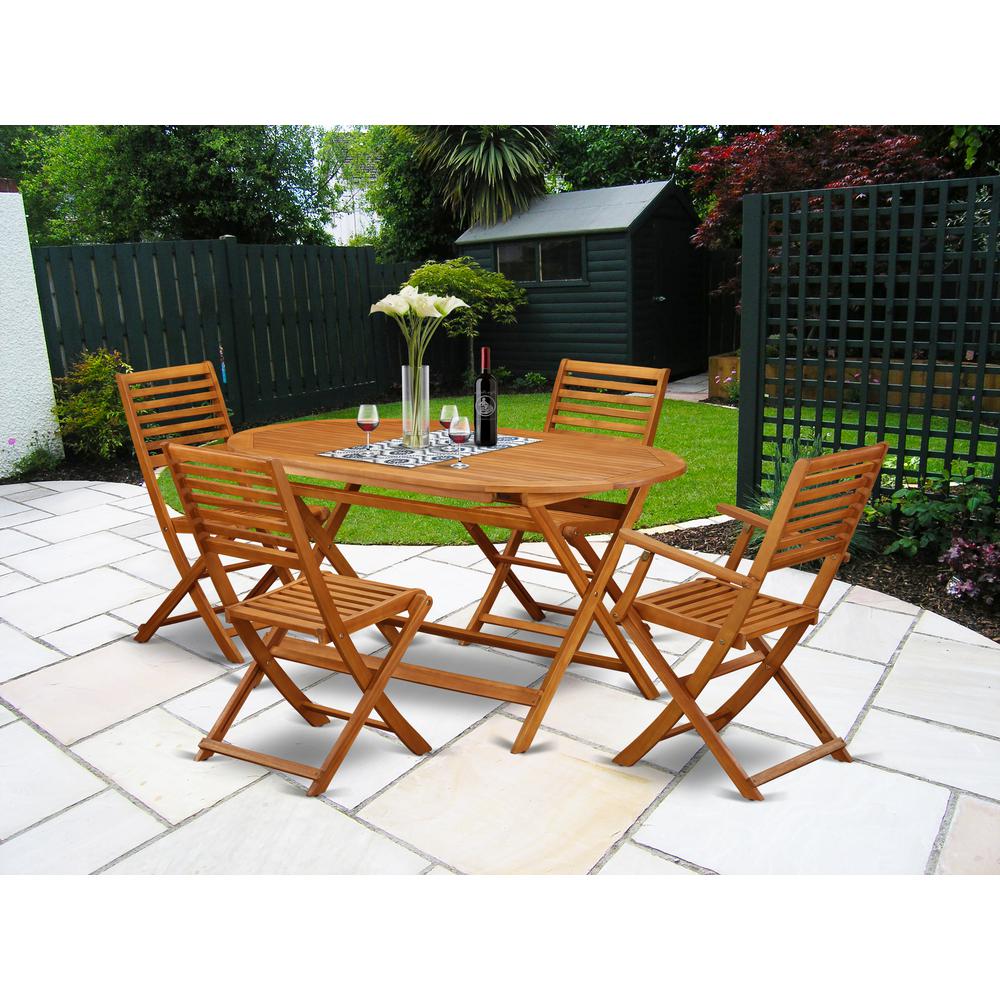  Wooden Patio Set Natural Oil DIBS52CANA By East West Furniture 