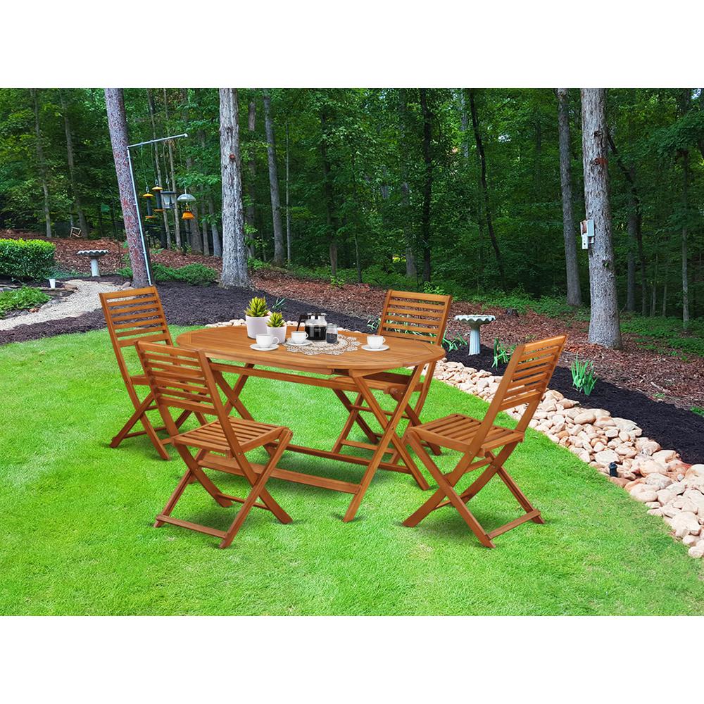  Wooden Patio Set Natural Oil DIBS5CWNA By East West Furniture 