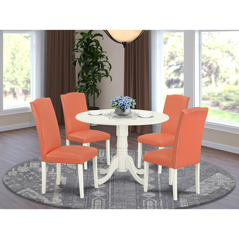  Dining Room Set Linen White DLEN5 - LWH - 78 By East West Furniture 