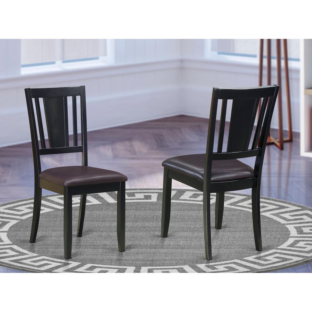  Dudley Dining Chair With Faux Leather Upholstered Seat In Black Finish, Set Of 2 By East West Furniture 