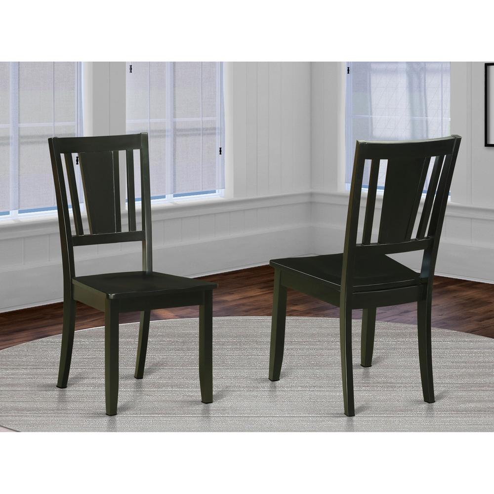  Dudley Dining Chair With Wood Seat In Black Finish, Set Of 2 By East West Furniture 