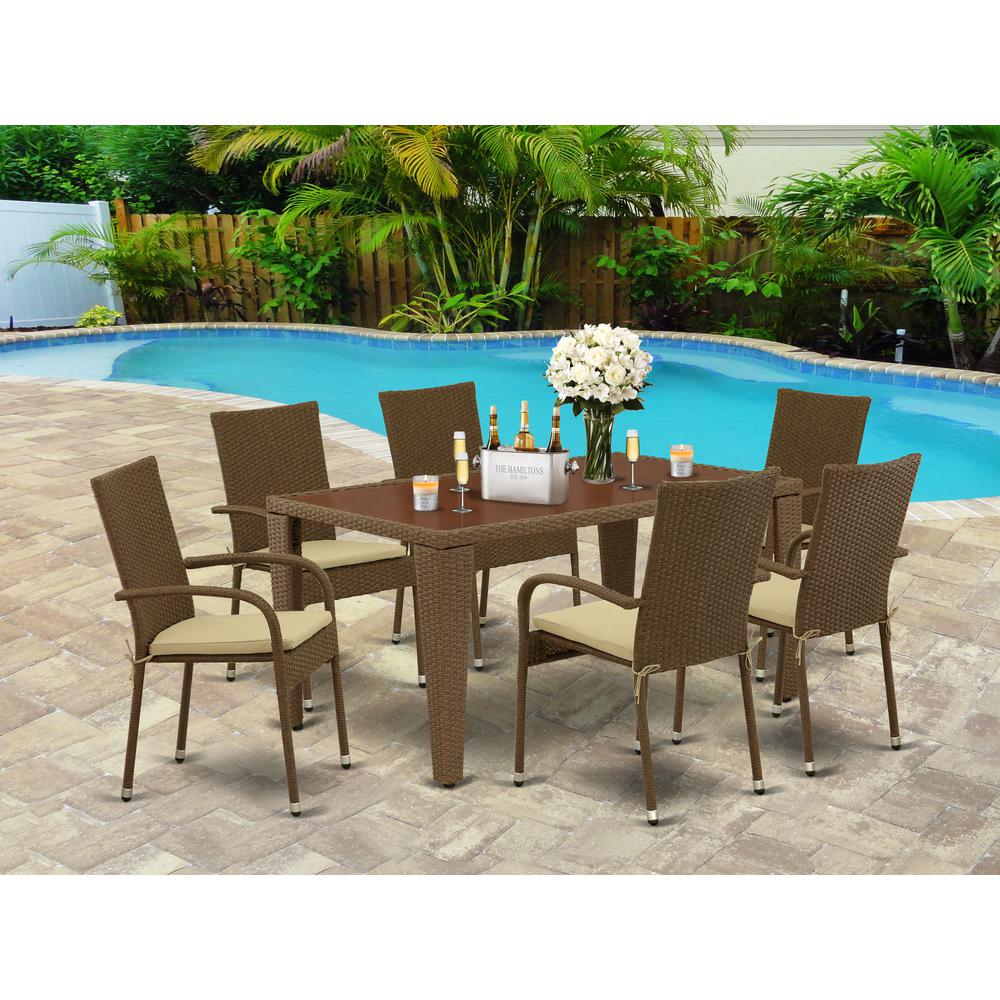  Wicker Patio Set Brown GUGU7-02A By East West Furniture 