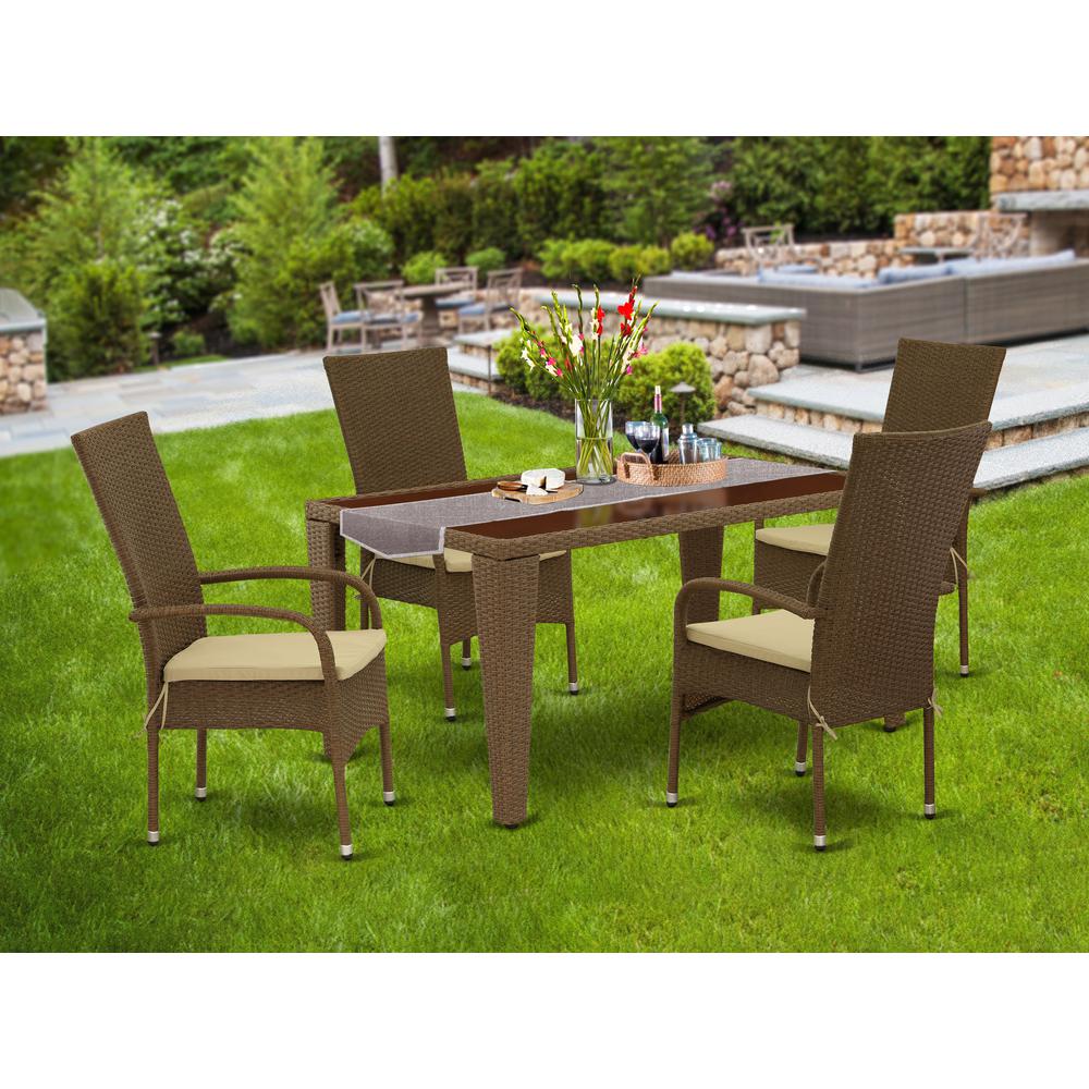  Wicker Patio Set Brown GUOS5-02A By East West Furniture 