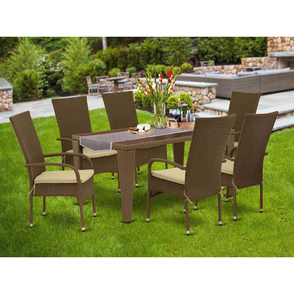  Wicker Patio Set Brown GUOS7-02A By East West Furniture 