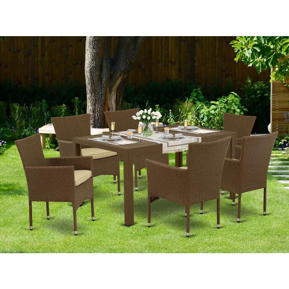  Wicker Patio Set Brown JUBK7-02A By East West Furniture 