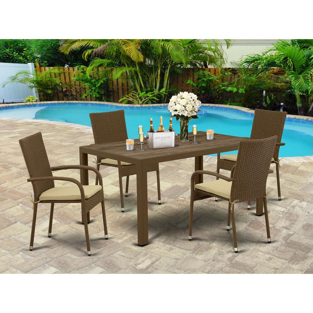  Wicker Patio Set Brown JUGU5-02A By East West Furniture 