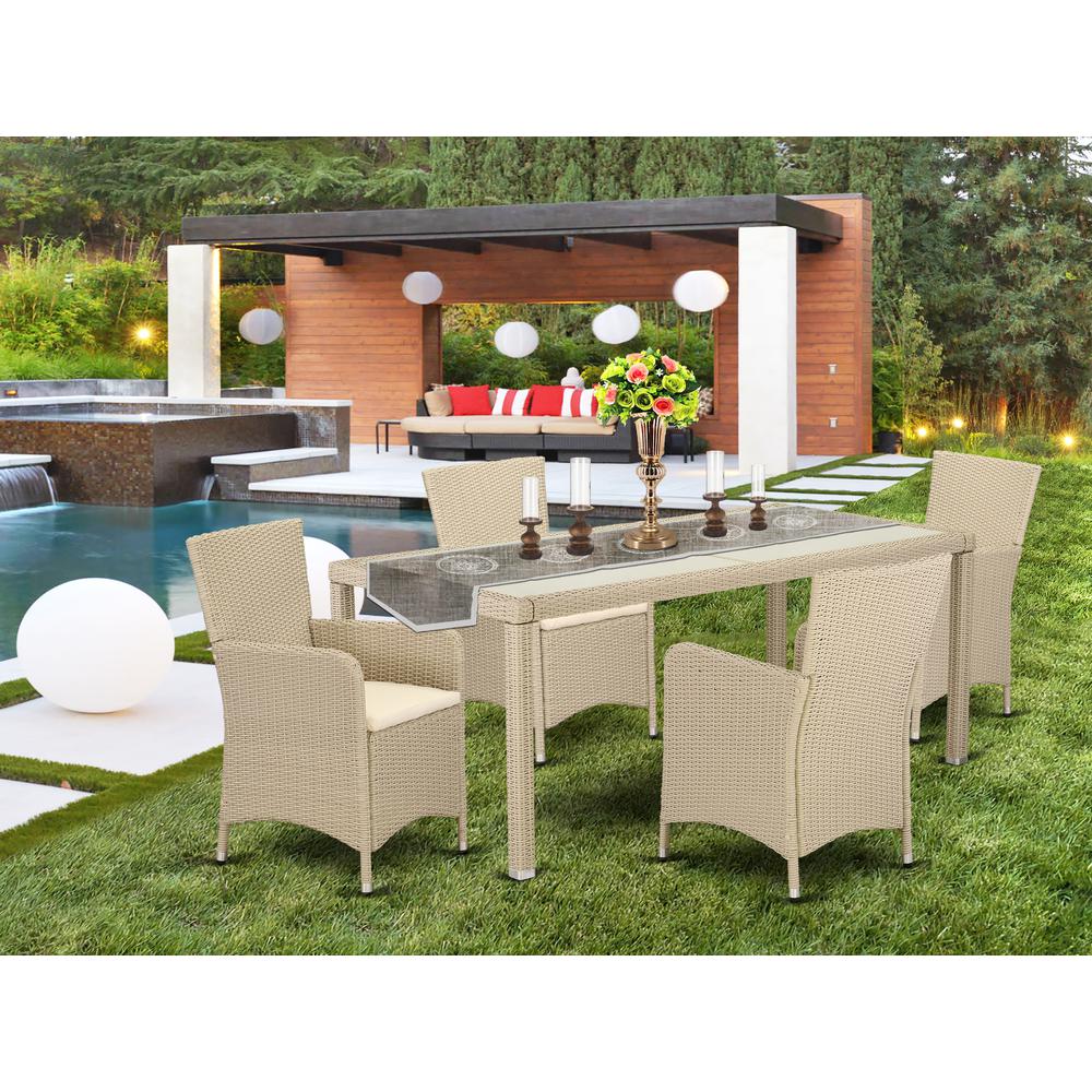  Wicker Patio Set Cream LULU5-53V By East West Furniture 