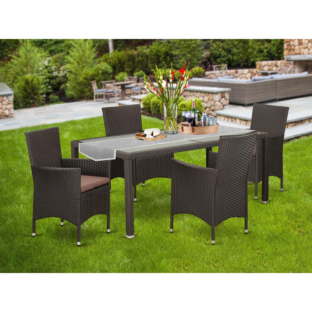  Wicker Patio Set Dark Brown LUVL5-63S By East West Furniture 