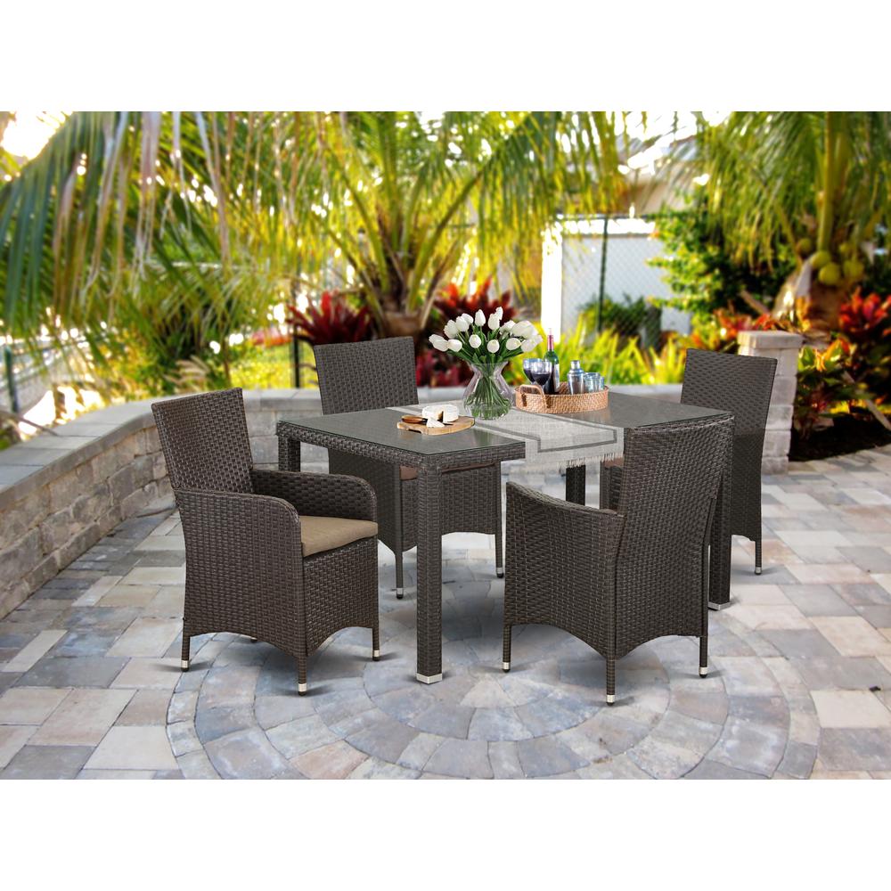  Wicker Patio Set Dark Brown MALU5-63S By East West Furniture 