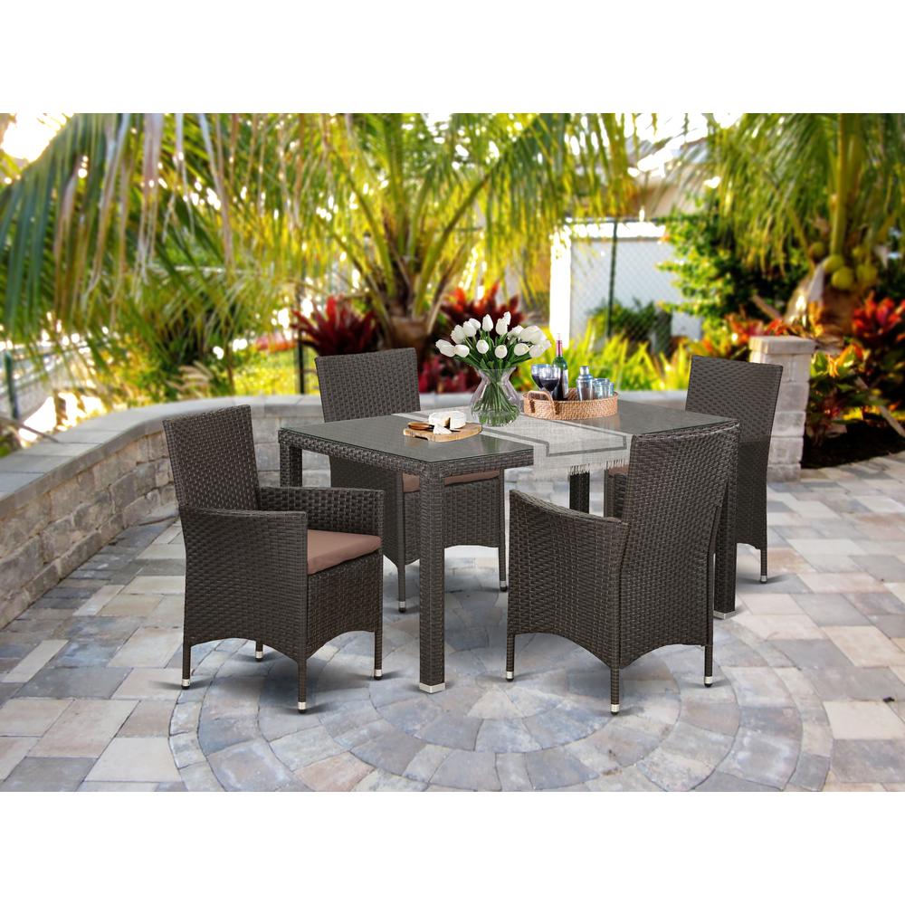  Wicker Patio Set Dark Brown MAVL5-63S By East West Furniture 