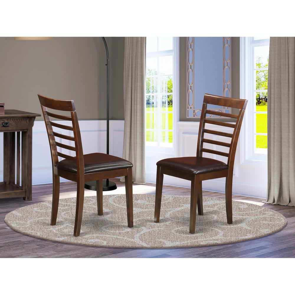  Milan Kitchen Chair With Faux Leather Seat - Mahogany Finish, Set Of 2 By East West Furniture 