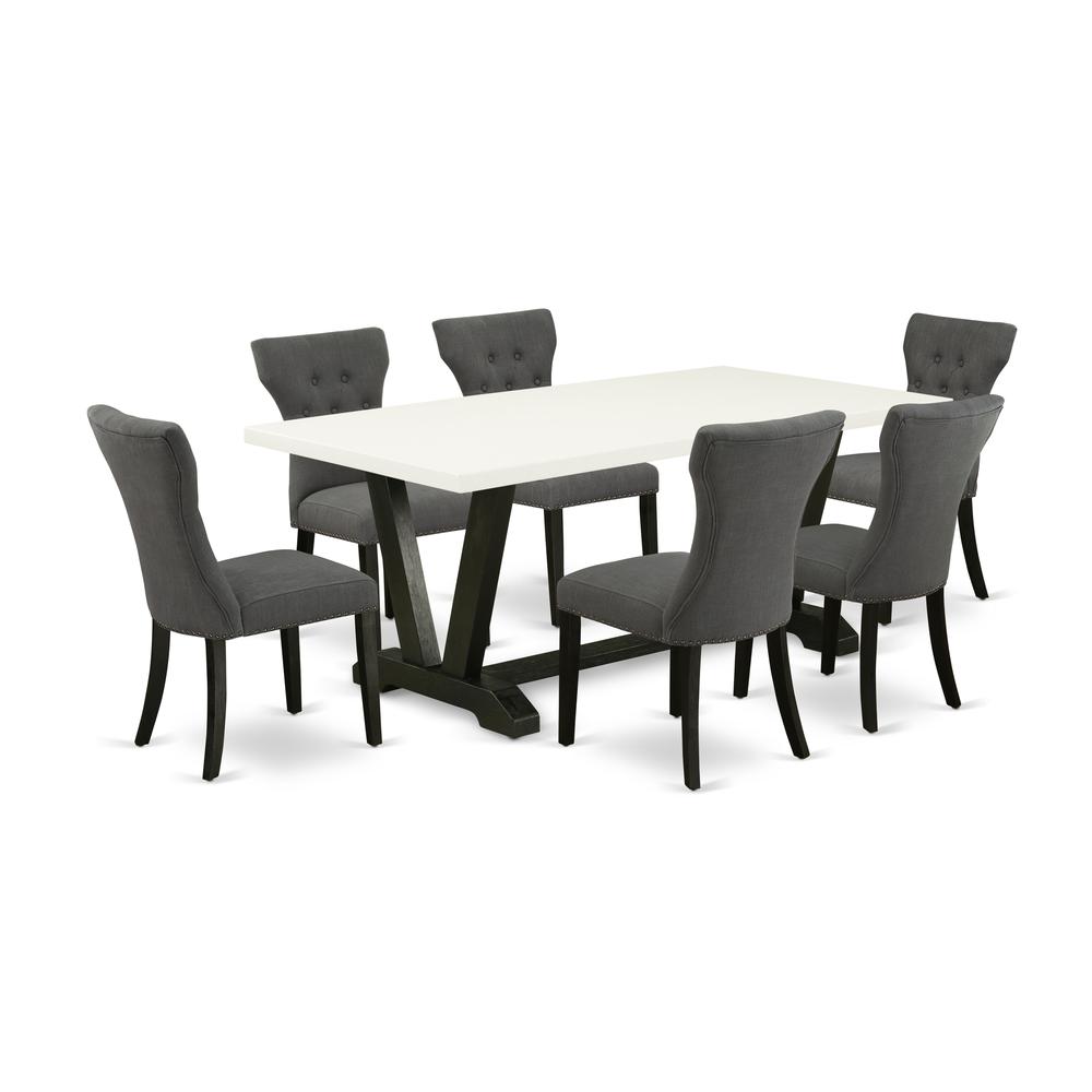  7-Piece Modern Dining Table Set - 6 Upholstered Dining Chairs And A Rectangular Table Hardwood Frame By East West Furniture 