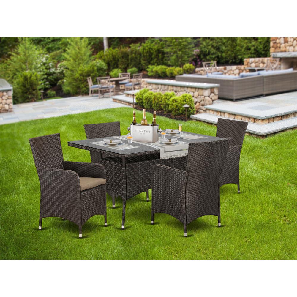  Wicker Patio Set Dark Brown VLLU5-63S By East West Furniture 