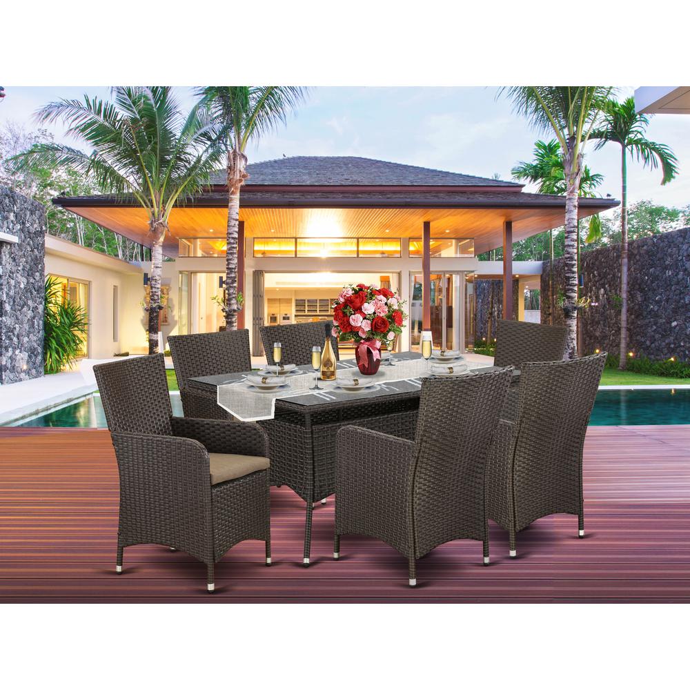  Wicker Patio Set Dark Brown VLLU7-63S By East West Furniture 