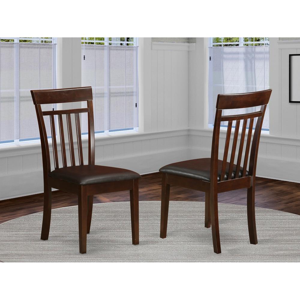  Capri Slat Back Chair For Dining Room With Leather Upholstered Seat , Set Of 2 By East West Furniture 