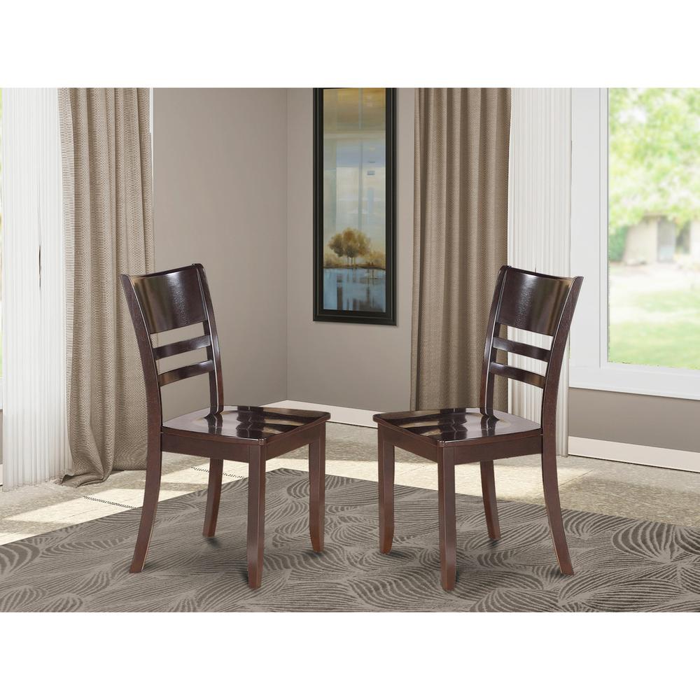  Lynfield Dining Chair With Wood Seat In Cappuccino Finish, Set Of 2 By East West Furniture 