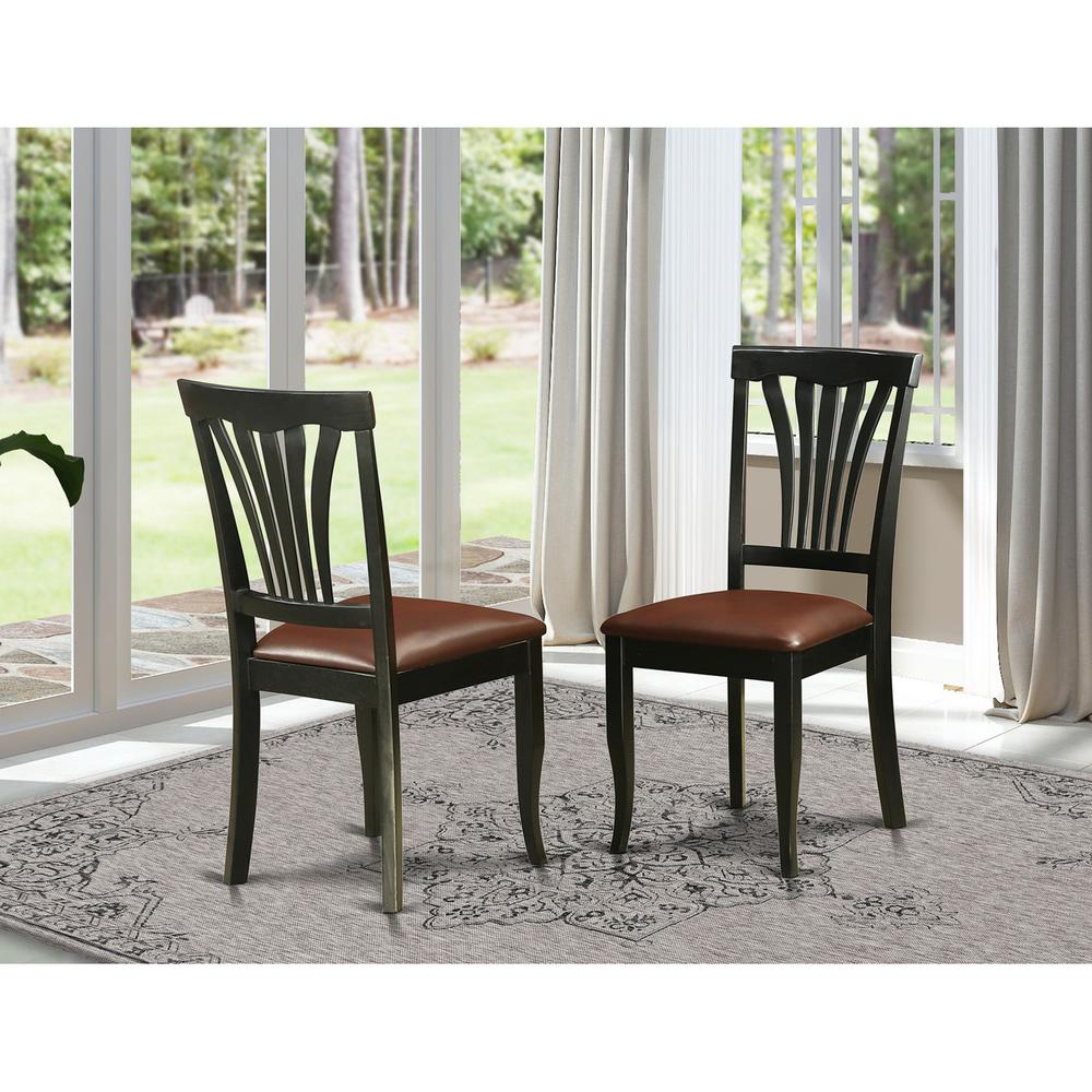  Avon Chair For Dining Room With Faux Leather Seat - Black Finish, Set Of 2 By East West Furniture 