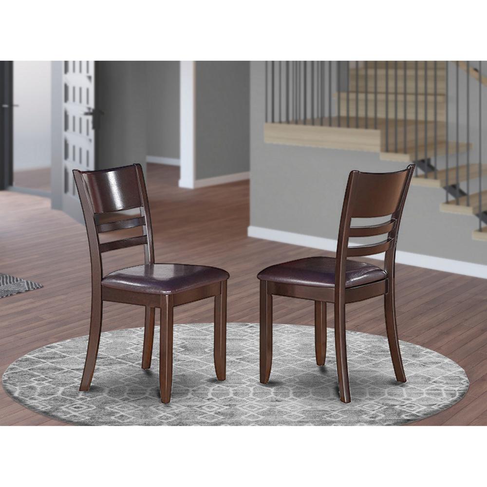  Lynfield Dining Chair With Faux Leather Upholstered Seat In Cappuccino Finish, Set Of 2 By East West Furniture 