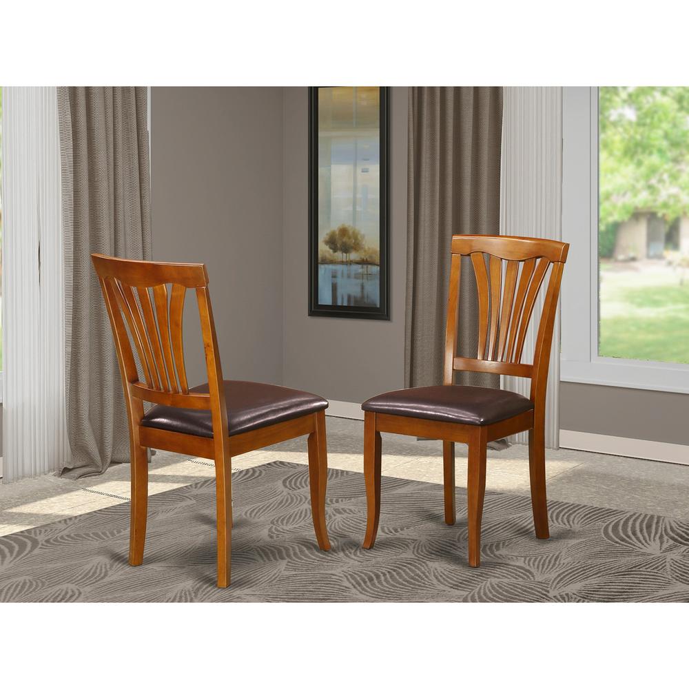  Avon Kitchen Dining Chair With Faux Leather Seat - Saddle Brow Finish, Set Of 2 By East West Furniture 