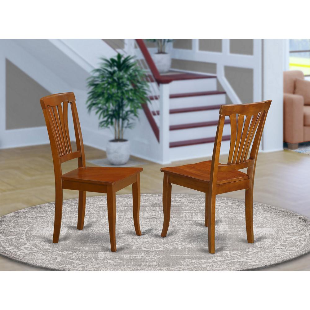  Avon Chair With Wood Seat - Saddle Brow Finish, Set Of 2 By East West Furniture 