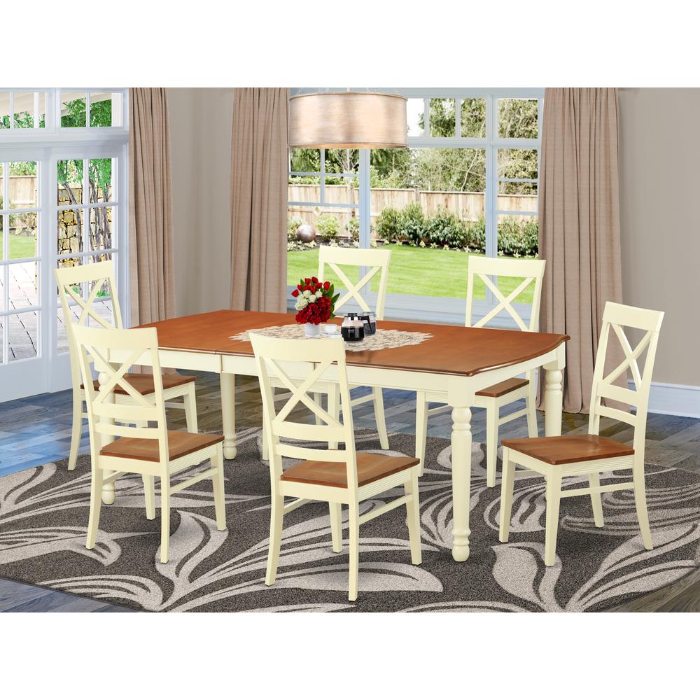  7 Pc Table Set -Kitchen Dinette Table And 6 Dining Chairs By East West Furniture 