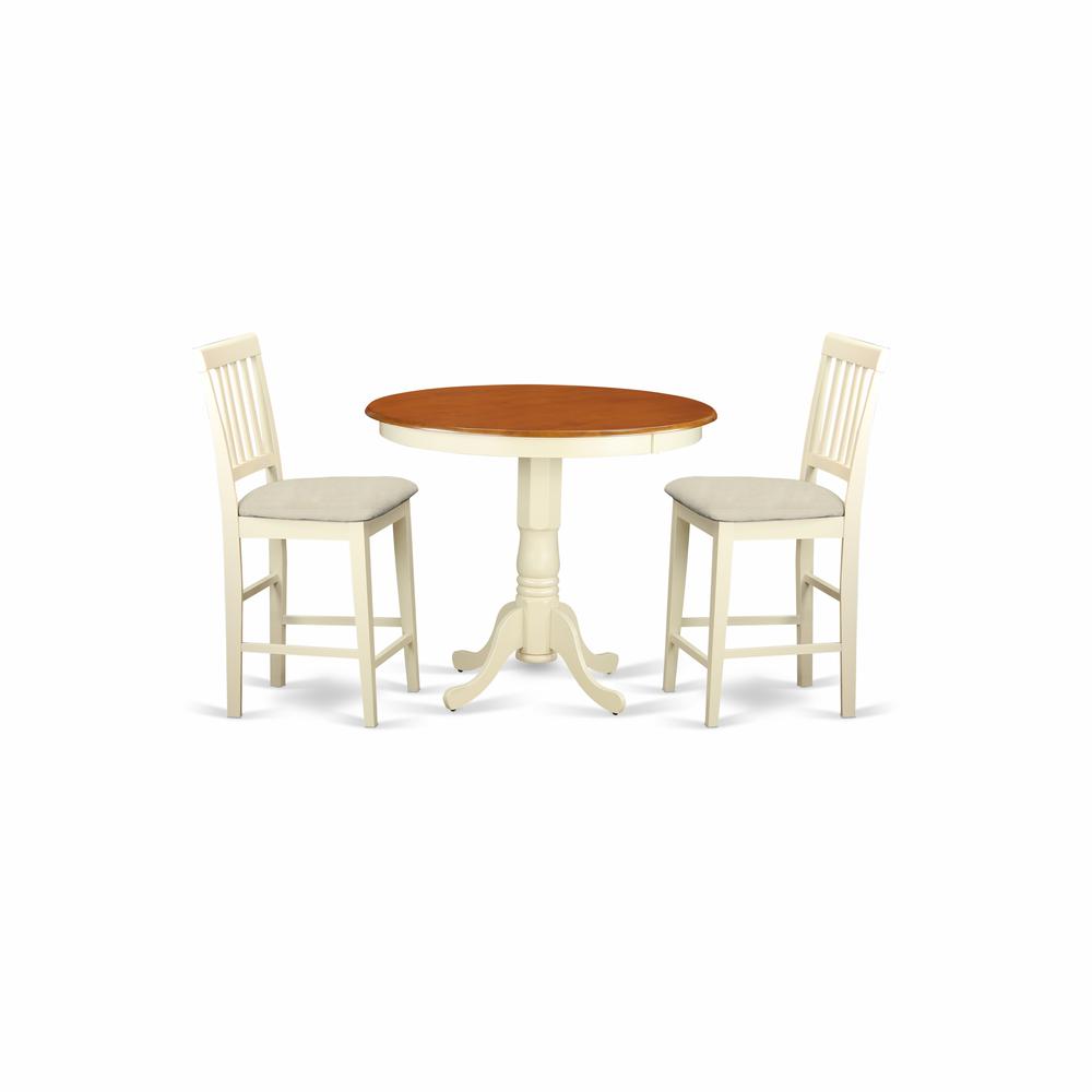  Javn3-Whi-C 3 Pcpub Table Set - Counter Height Table And 2 Counter Height Chairs. By East West Furniture 