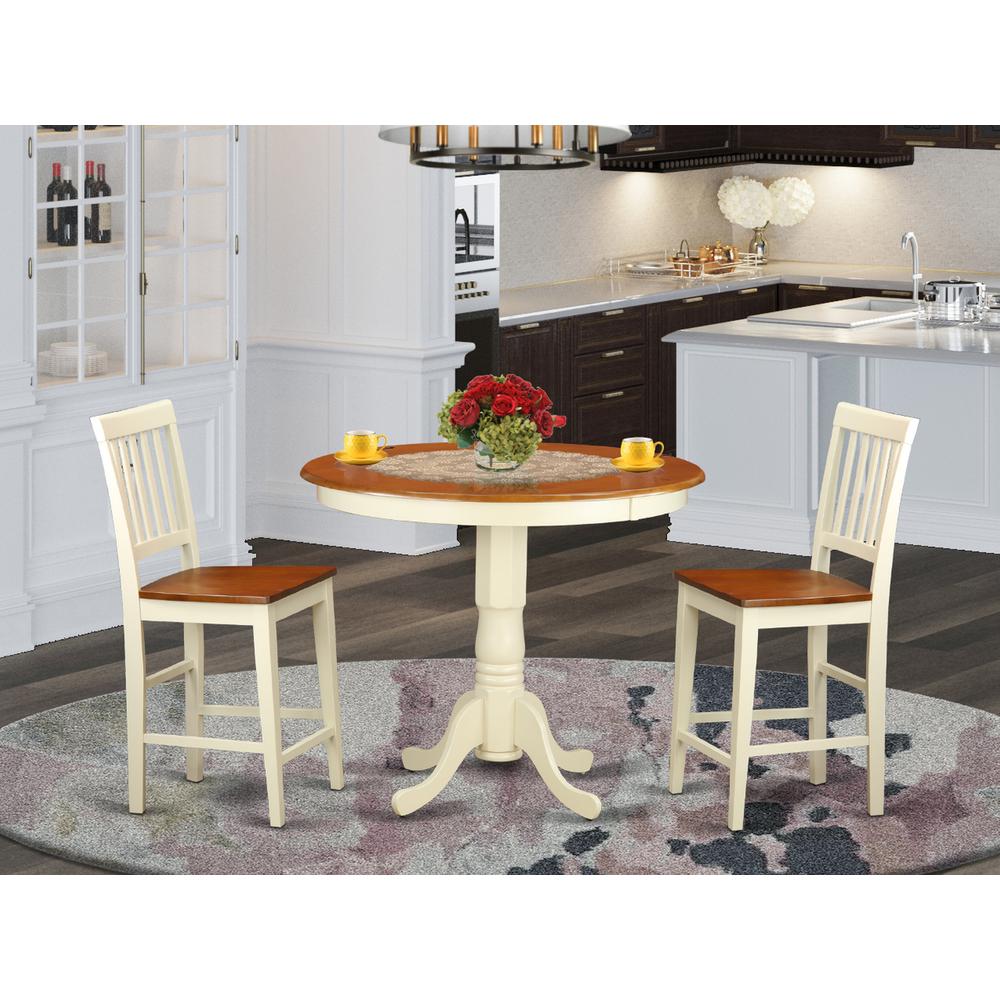  3 Pc Counter Height Dining Set-Counter Height Table And 2 Kitchen Chairs By East West Furniture 