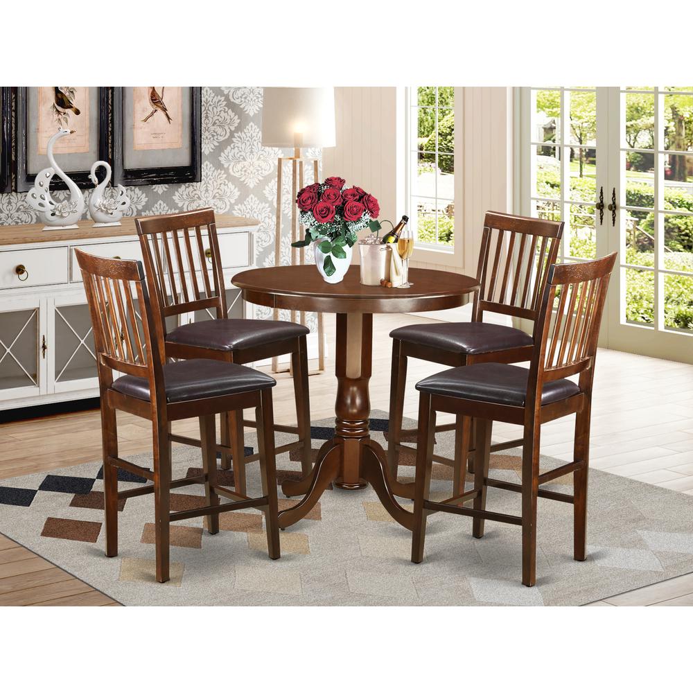  5 Pc Pub Table Set - High Table And 4 Bar Stools With Backs. By East West Furniture 