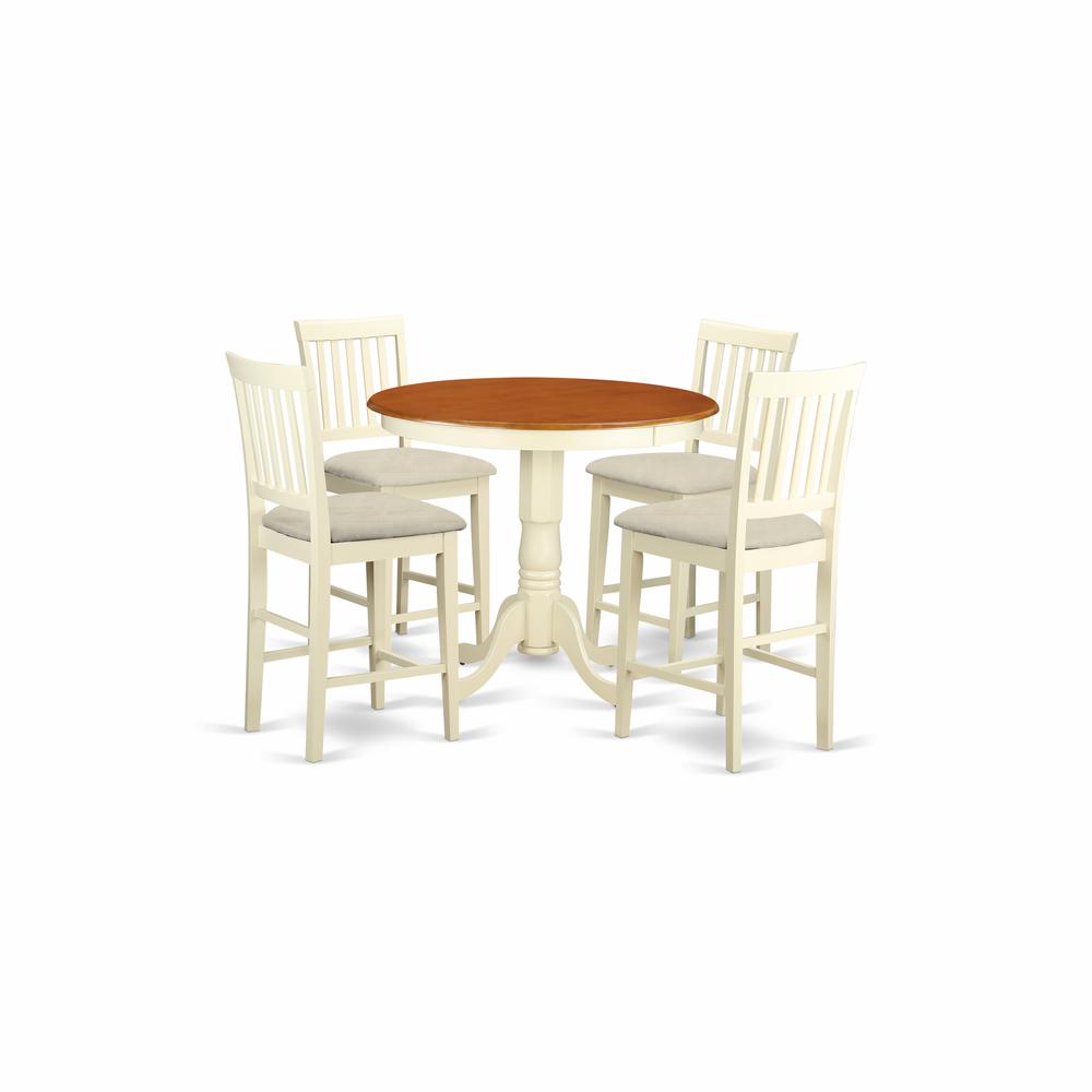  Javn5-Whi-C 5 Pc Counter Height Dining Room Set - Dinette Table And 4 Bar Stools. By East West Furniture 