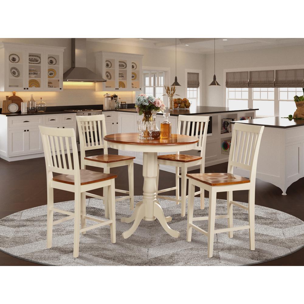  5 Pc Counter Height Dining Set-High Table And 4 Kitchen Chairs By East West Furniture 