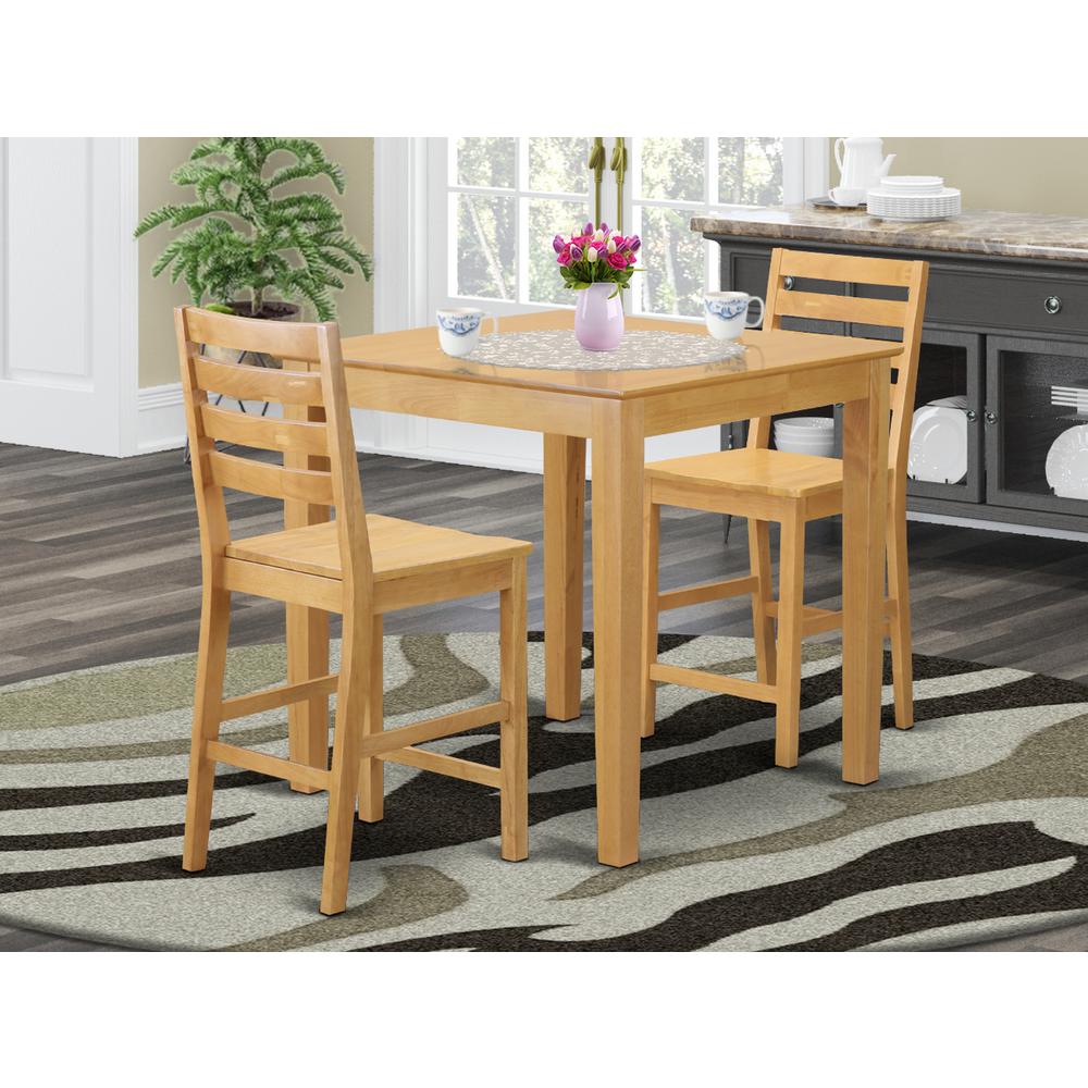  3 Pc Counter Height Table And Chair Set-Pub Table And 2 Kitchen Bar Stool By East West Furniture 