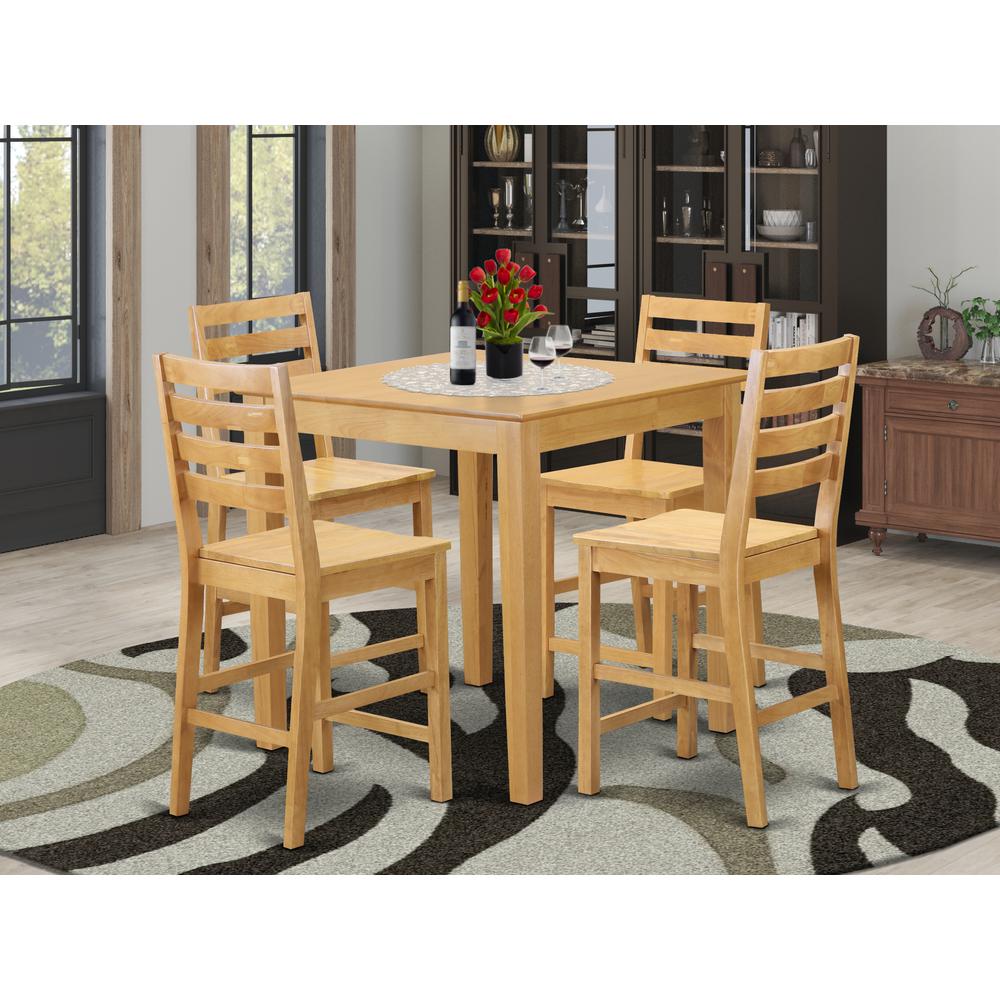  5 Pc Counter Height Set - High Top Table And 4 Counter Height Chairs. By East West Furniture 