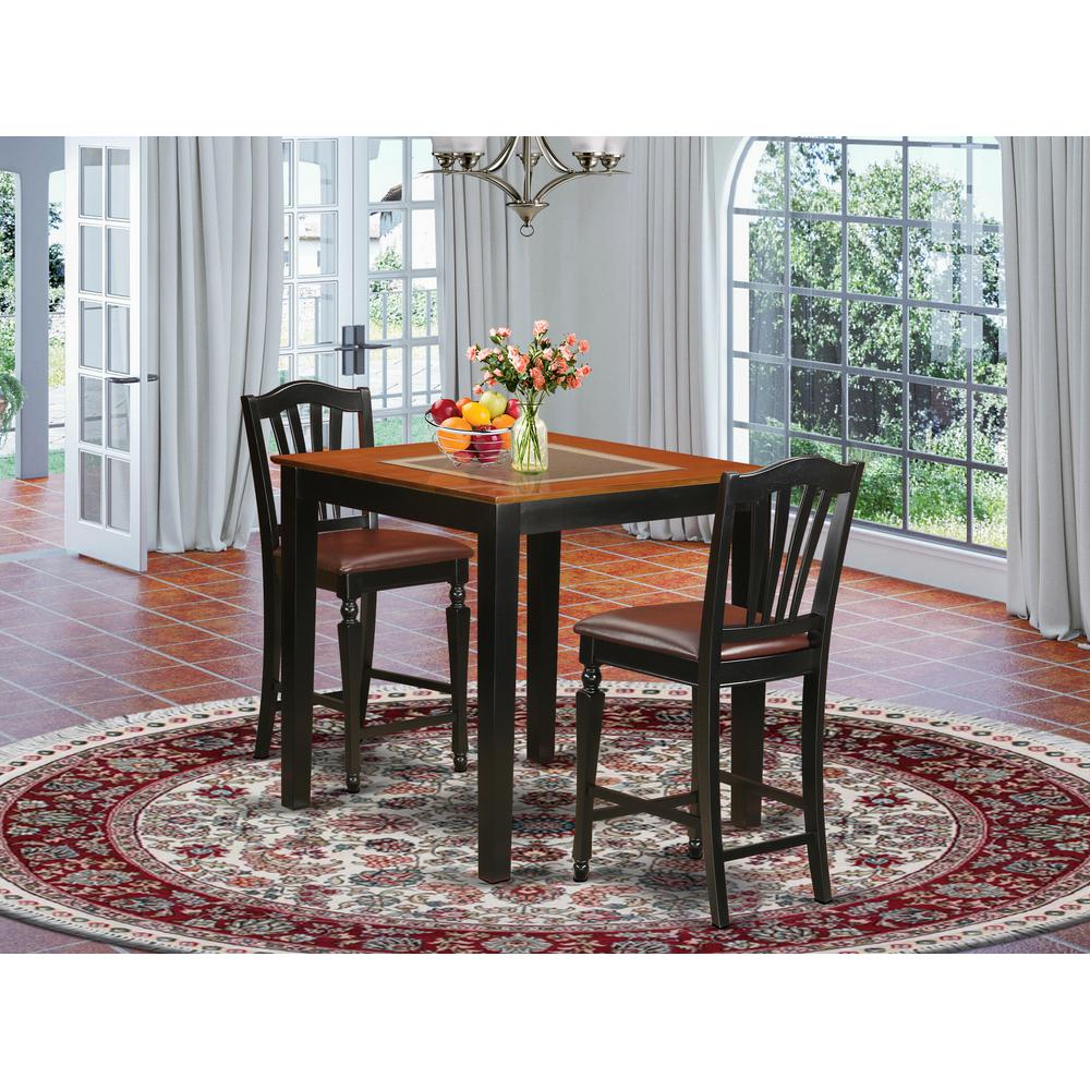  3 Pc Counter Height Table And Chair Set - High Top Table And 2 Chairs. By East West Furniture 