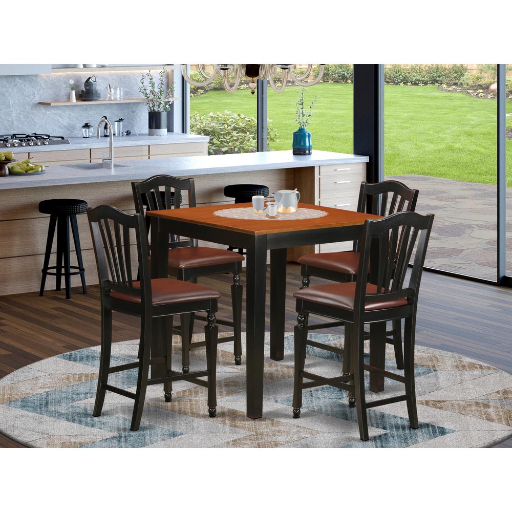  5 Pc Counter Height Kitchen Table Set - Kitchen Dinette Table And 4 Kitchen Dining Chair. By East West Furniture 