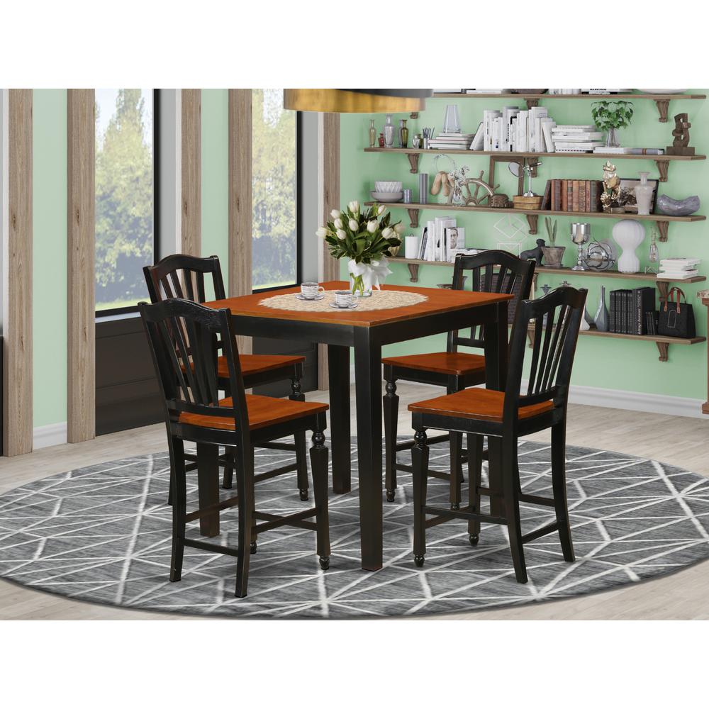  5 Pc Counter Height Pub Set-Pub Table And 4 Bar Stools By East West Furniture 