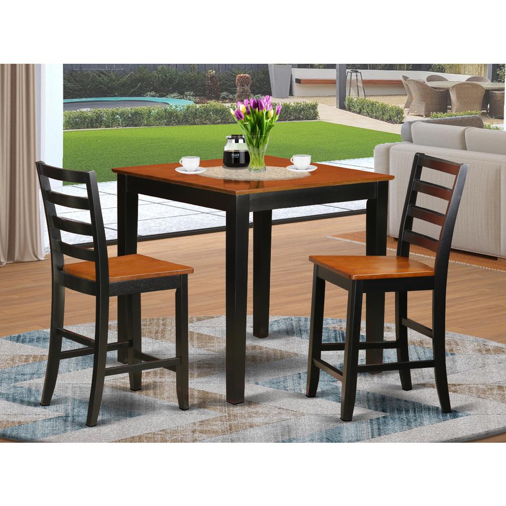  3 Pc Counter Height Table And Chair Set - Kitchen Table And 2 Kitchen Chairs. By East West Furniture 