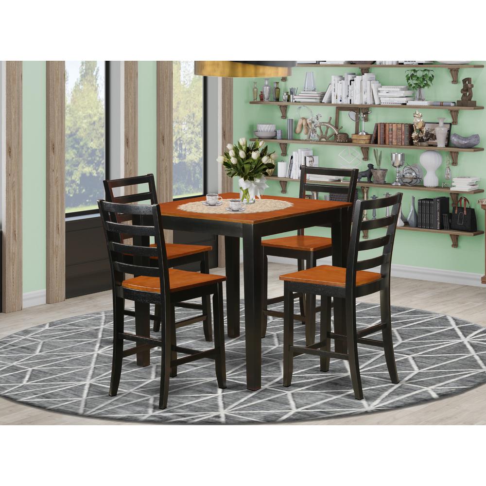  5 Pc Counter Height Pub Set - Counter Height Table And 4 Kitchen Dining Chairs. By East West Furniture 