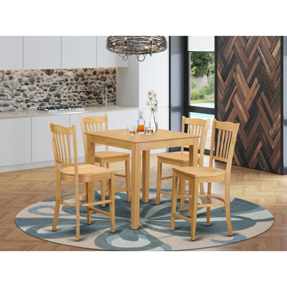  5 Pc Pub Table Set - High Top Table And 4 Counter Height Stool. By East West Furniture 