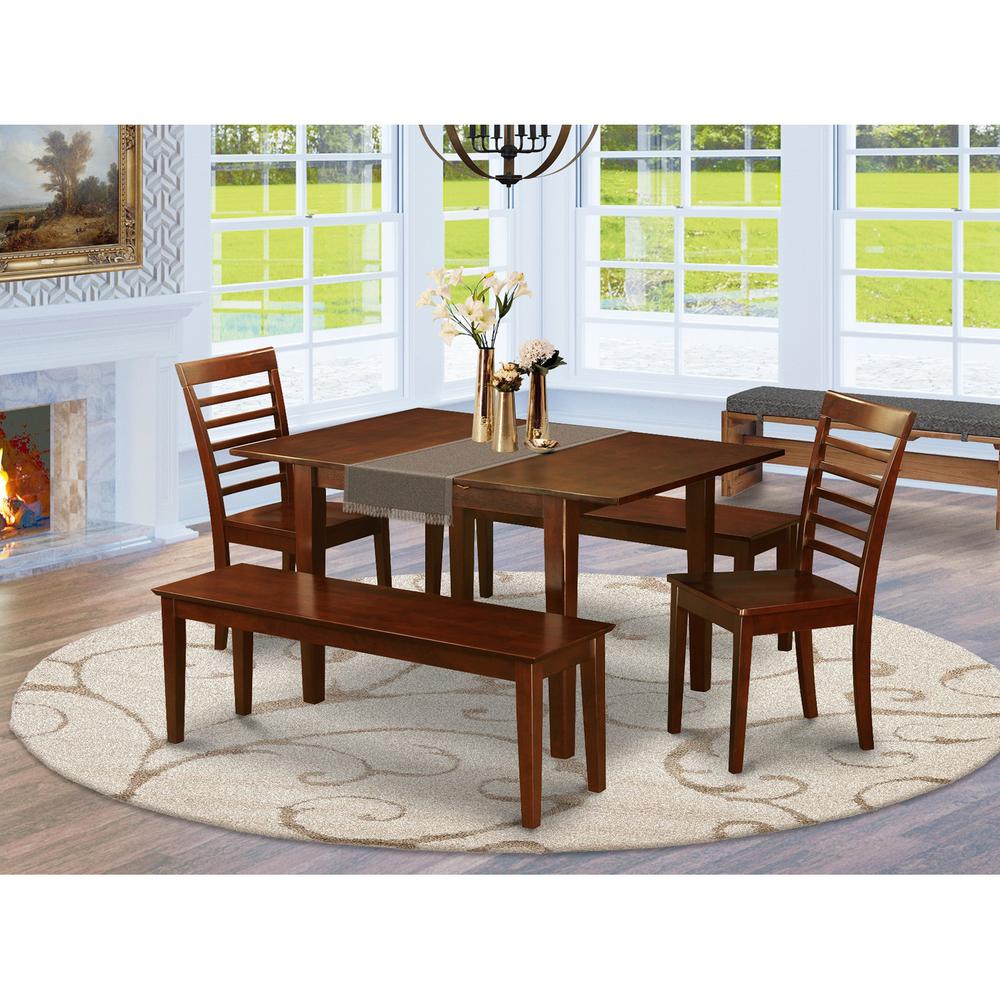  5 Pc Kitchen Table With Bench -Dinette Table With 2 Dining Chairs And 2 Benches By East West Furniture 