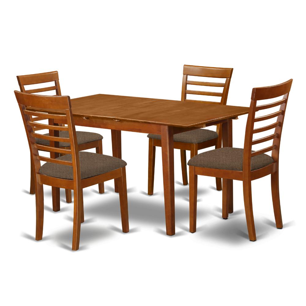  5 Pc Dinette Set - Table With Leaf And 4 Dining Chairs By East West Furniture 