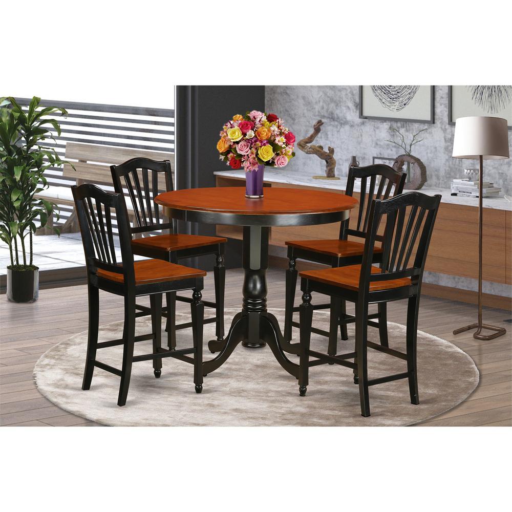  5 Pc Counter Height Dining Room Set - Counter Height Table And 4 Kitchen Chairs. By East West Furniture 