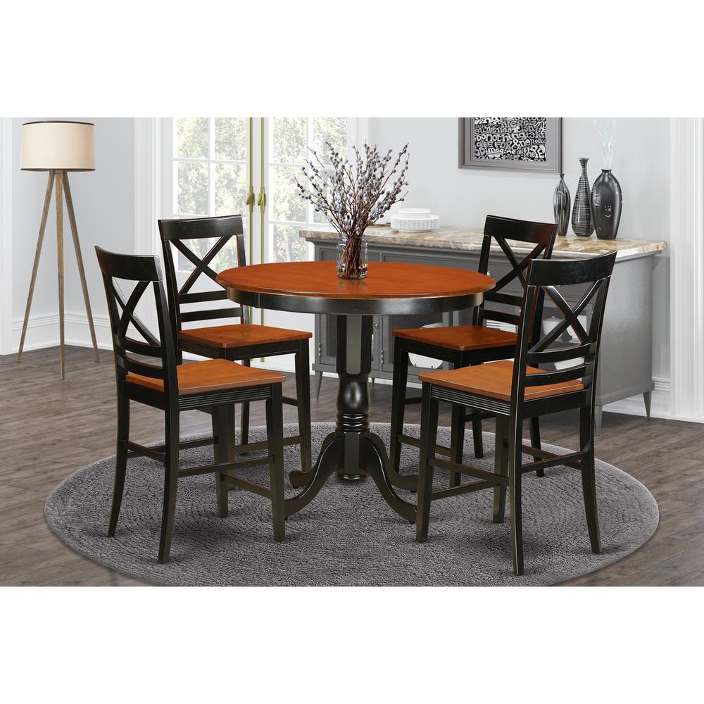  5 Pc Counter Height Dining Set - Small Kitchen Table And 4 Bar Stools With Backs. By East West Furniture 