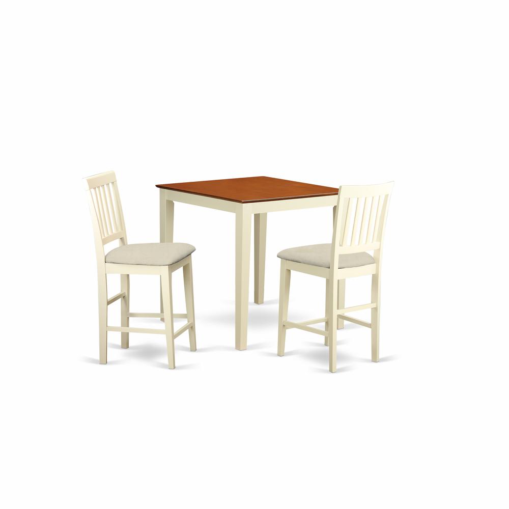  Vern3-Whi-C 3 Pc Counter Height Table And Chair Set-Pub Table And 2 Kitchen Bar Stool By East West Furniture 